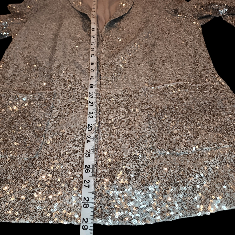 Chelsea28 Silver Sequin Open-Front Jacket, Size Medium - Picture 7 of 9